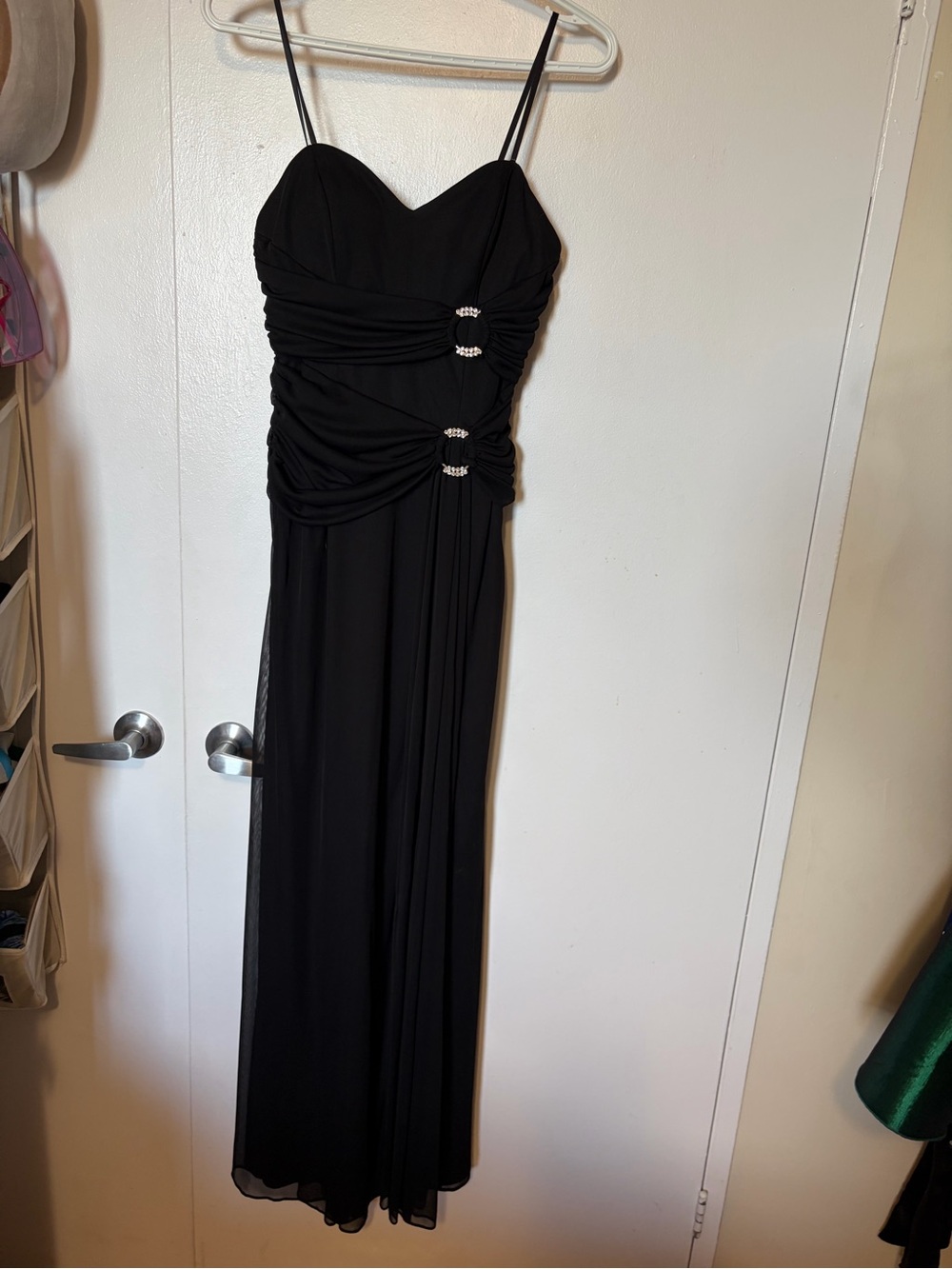 Elegant Black Evening Gown with Rhinestone Accents
